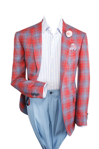 Bespoke, red check, sport coat with matching 5 pocket pants