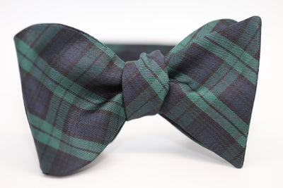 Blue & Green Stripe Plaid Bow Tie