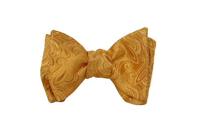 Gold Paisley Print Bow Tie