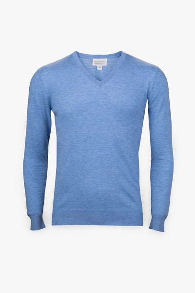 Pebble Beach V-Neck Sweater-Light Blue